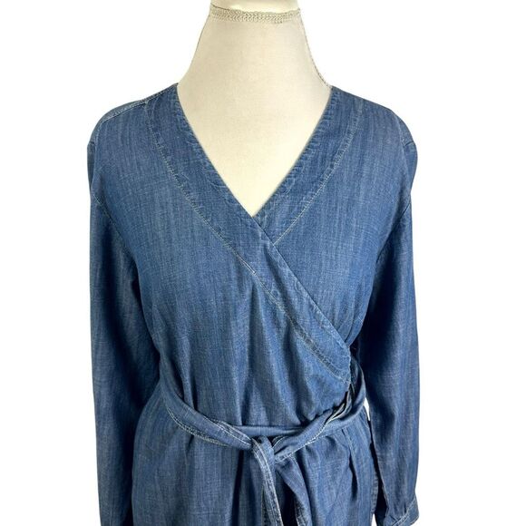 Pendleton Denim Chambray Wrap Dress Pockets Long Sleeve Classic Preppy Size 1X - Picture 4 of 10